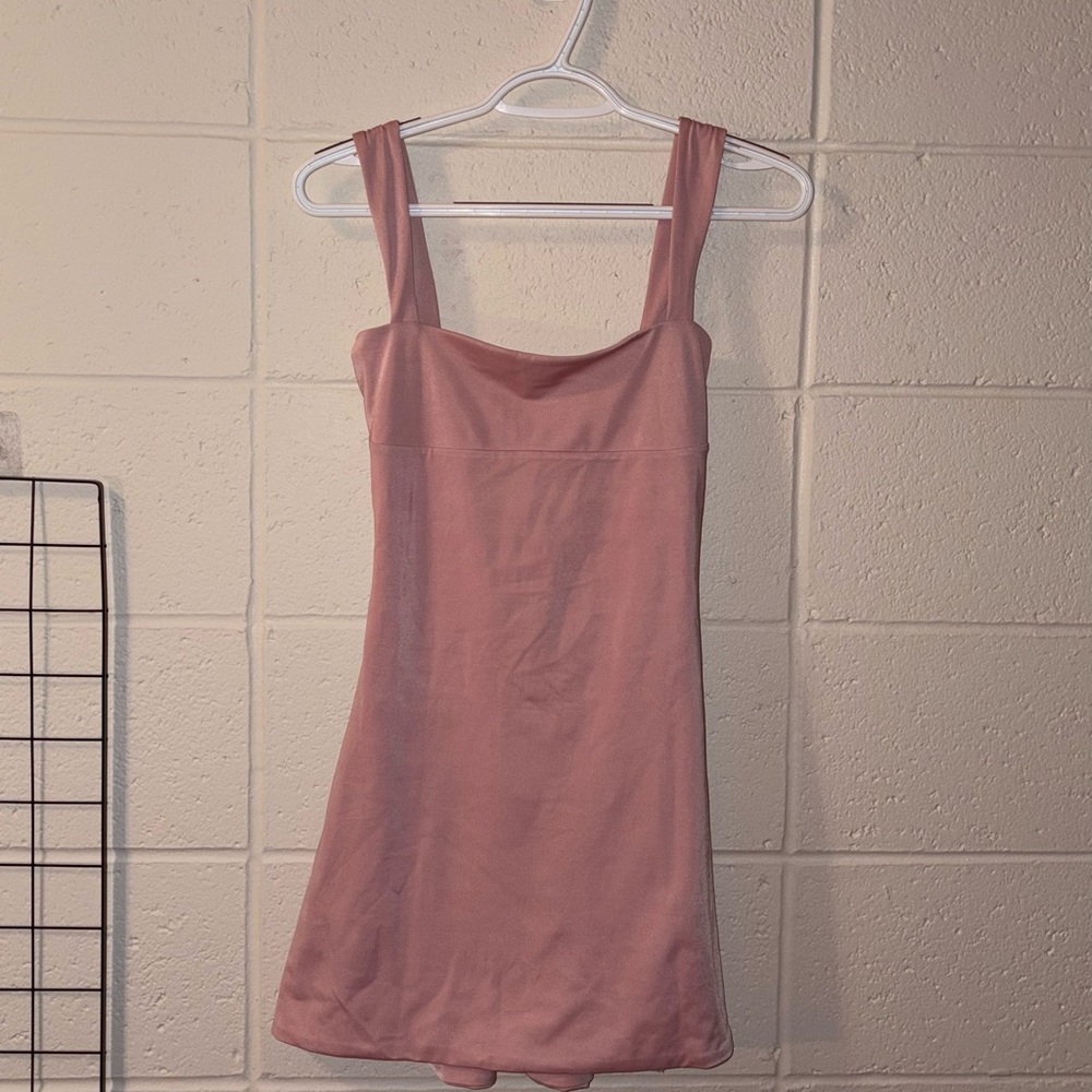 Oh Polly Size 6, S Blush Pink Sleeveless Dress Fit and Flare Tie Back